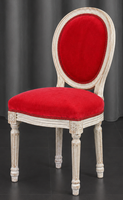 Chaise médaillon enfant Louis XVI laquée mauve - Meubles Dobois