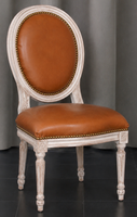 Chaise médaillon enfant Louis XVI capitonnée velours vert - Meubles Dobois