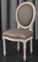 Chaise médaillon enfant Louis XVI capitonnée velours gris - Meubles Dobois