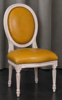 Chaise médaillon enfant Louis XVI en cuir - Meubles Dobois