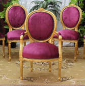 Chaise médaillon de style Louis XVI avec accoudoirs, copie d’ancien - Meubles DOBOIS