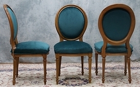 chaises médaillon bleur cannard bois chene