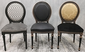 chaise médaillon noir et doré