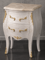 Chevet baroque de style Louis XV blanc laqué avec plateau en marbre