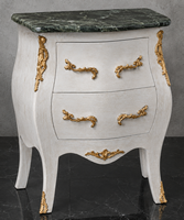 Table de nuit de style Louis XV dorée avec plateau marbre