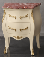 Chevet baroque blanc et doré avec dessus en marbre