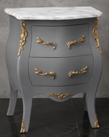 Chevet de style Louis XV doré avec plateau en marbre noir