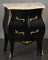 Chevet de style baroque doré et sculpté avec plateau en marbre