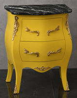 Table de chevet de style Louis XV noire plateau marbre rouge