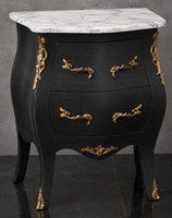 Chevet baroque cérusé avec plateau en marbre noir
