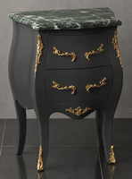 Chevet de style Louis XV blanc et or plateau marbre crème