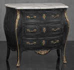 Commode marquetée Louis XV bois de rose et loupe d'orme marbre