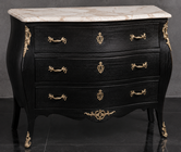 Commode de style Louis XV en marqueterie plateau marbre noir