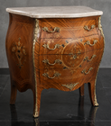 Commode haute 100cm de style Louis XV marquetée plateau marbre