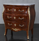 Chiffonnier de style Louis XV en marqueterie avec plateau marbre