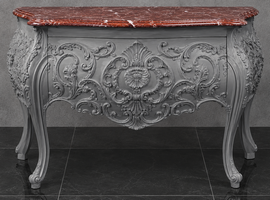 Commode baroque blanche sculptée à la main plateau marbre