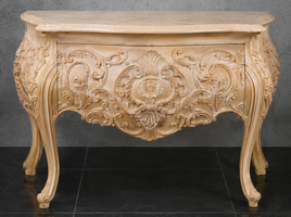 Commode baroque dorée à la feuille avec plateau en marbre