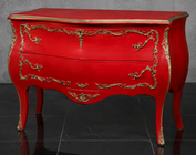 Commode baroque Louis XV laquée noir et or dessus marbre