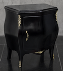 Commode baroque Louis XV noire laquée plateau marbre blanc