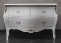 Commode de chambre de style Louis XV laquée blanche plateau marbre