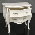 Commode Louis XV blanche cérusée avec plateau en marbre beige