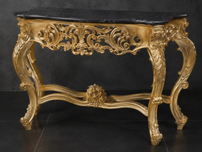 Console Baroque plateau marbre rouge, vue de profil