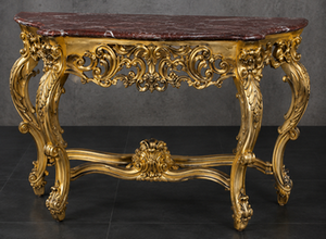 Console Style Baroque plateau marbre vert, vue de face