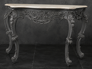 Console Style Baroque plateau marbre beige, vue de face