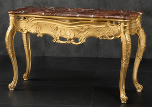 Console Baroque plateau marbre noir, présentation collection