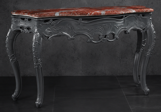 Console Baroque plateau marbre blanc, vue de profil