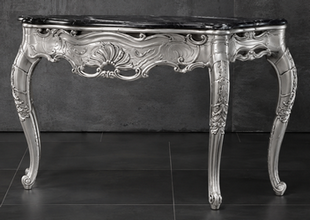 Console Style Baroque plateau marbre vert, vue de face