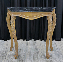 Console de style Louis XV baroque en bois doré et argenté avec plateau en marbre