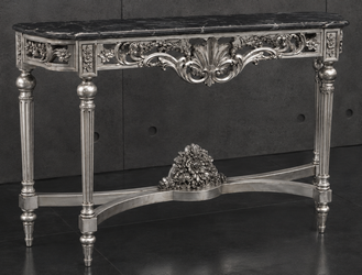 Console Louis XVI Baroque dorée, détail moulures