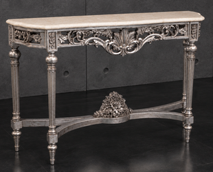Console Baroque Style Louis XVI dorée, pieds sculptés
