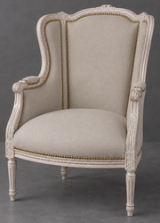 Fauteuil Louis XVI à oreilles pour aménagement de salon - LES MEUBLES DOBOIS