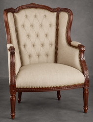Bergère 3 pans à haut dossier style Louis XVI - LES MEUBLES DOBOIS