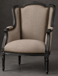 Fauteuil bergère Louis XVI à oreilles en bois massif - LES MEUBLES DOBOIS