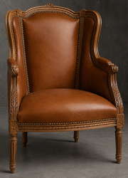 Fauteuil à oreilles de style Louis XVI fabrication sur mesure - LES MEUBLES DOBOIS