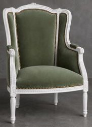 Bergère 3 pans à oreilles en bois sculpté style Louis XVI - LES MEUBLES DOBOIS