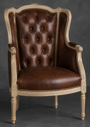 Fauteuil bergère baroque à haut dossier et oreilles - LES MEUBLES DOBOIS