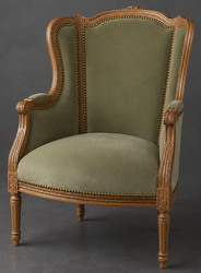 Fauteuil de salon 3 pans à oreilles Louis XVI - LES MEUBLES DOBOIS