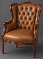 Fauteuil bergère 3 pans à oreilles style Louis XVI - LES MEUBLES DOBOIS
