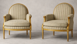 Fauteuils Bergère Médaillon de Style Louis XVI
