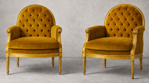 Fauteuils Bergère Médaillon de Style Louis XVI bois doré