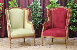 Fauteuil bergère 3 pans Louis XVI avec dossier haut capitonné - Meubles DOBOIS