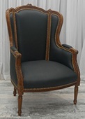 Fauteuil bergère 3 pans à oreilles style Louis XVI traditionnel - Meubles DOBOIS