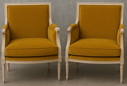 Fauteuil bleu foncé style Louis XVI - Meubles DOBOIS