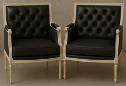 Fauteuil gris très foncé style Louis XVI - Meubles DOBOIS