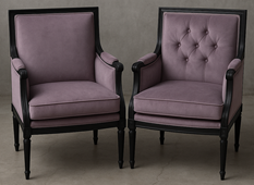 Fauteuil velours mauve clair style Louis XVI - Meubles DOBOIS