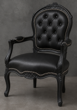 Fauteuil cabriolet sculpté Style Louis XV cérusé gris et velours bleu roi - LES MEUBLES DOBOIS